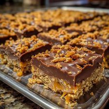 chocolate and granola bars on a tray ready to be eaten