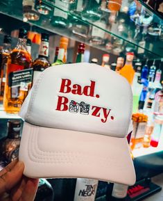 Bad and Boozy Embroidered Trucker Hat Embroidered Custom Hats Bachelorette Hat Party Vacation Vibes Old Fashioned  Foam trucker hat, 5 panel with a snap back closure, Otto brand  Choose your hat color and thread colors to make it yours!  Handmade in Plano, Texas. White Snapback Hat For Party, White Snapback Trucker Hat For Party, White Snapback Party Hat, White Trucker Baseball Cap For Party, Trendy Party Hats With Letter Print, Trendy White Mini Hat For Party, Adjustable Embroidered Party Hat, Casual White Trucker Hat For Party, Trendy White Embroidered Hat