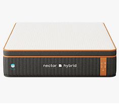 the nectar hybrid mattress is on display in front of a white background with an orange border