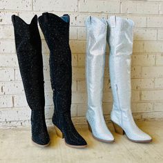 Denim Rhinestone, Rhinestone Boots, Concert Outfits, Vegas Baby, Rhinestone Dress, Tall Boots, Concert Outfit, Over The Knee, The Knee