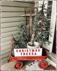 Christmas Ideas For The Home - Everything you need to fulfill your day, night and world - Anything and Everything! - Click to visit NOW! Farmhouse Christmas Decor Ideas, Cheap Christmas Diy, Christmas Centerpieces Diy, Red Wagon, Farmhouse Christmas Decor