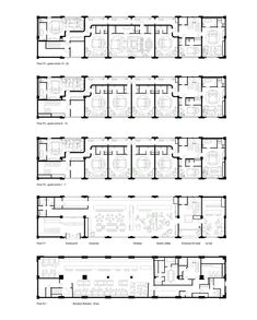 the floor plan for an office building with three levels and four rooms, all in different sections