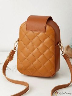 Bird in Bag - Minimalist Quilted Dome Bag Rectangular Brown Phone Bag For School, Brown Handheld Bag, Portable Brown Tote Shoulder Bag, Brown Portable Tote Shoulder Bag, Portable Faux Leather Rectangular Bag, Portable Rectangular Faux Leather Bag, Brown Portable Handheld Bag, Brown Handheld Portable Bag, Portable Brown Handheld Bag