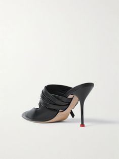 ALEXANDER MCQUEEN Buckle-embellished leather mules | NET-A-PORTER Flat Dress Shoes, Gucci Eyewear, The Arch, Raffia Bag, Leather Mules, Shoe Obsession, Pump Sandals, Ski Wear, Manolo Blahnik