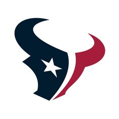 the houston texans logo is shown in red, white and blue with a star on it