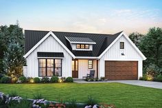 this is an artist's rendering of the modern farmhouse style house plans for small homes