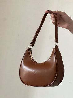 New Arrival Fashionable Simple & Atmospheric Crescent Moon Shiny Casual & Classic Daily Commuting Detachable Shoulder & Crossbody Bag Coffee Brown Elegant   PU Leather Plaid,Plain,Textured Pattern Hobo Bag   Women Bags, size features are:Bust: ,Length: ,Sleeve Length: Brown Side Bag, Camel Shoulder Bag, Leather Purse Pattern, Adrette Outfits, Hobo Chic, Brown Leather Purse, Brown Purse, Shoulder Bag Brown, Brown Crossbody