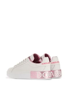 Shop Dolce & Gabbana Portofino low-top sneakers with Express Delivery - FARFETCH Dolce Gabbana Sneakers, Chic Flats, Dolce E Gabbana, Leather Cap, Beach Tote Bags, Mens Sandals, Letter Logo, White Sneakers, Handbag Backpack