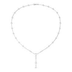 Adorn yourself in the radiance of our 18K white gold lariat necklace, featuring a captivating 6 3/4 carats of round, marquise-cut, emerald-cut and pear-cut diamonds. Embrace elegance and luxury, making every moment a shimmering statement of timeless beauty.This luxe jewelry is a Helzberg Diamonds exclusive. For immediate questions about this product, please contact us or schedule an in-store or virtual appointment. | 6 3/4 ct. tw. Diamond Lariat Necklace | 18K White Gold, | Size 16" | Luxe Jewel Diamond Lariat Necklace, Gold Lariat Necklace, Helzberg Diamonds, Luxe Jewelry, Pear Cut Diamond, Marquise Diamond, Lariat Necklace, Marquise Cut, Pear Cut