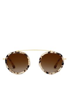 Krewe Conti Round Sunglasses, 45mm Trendy Round Frame Sunglasses With Anti-reflective Coating, Luxury Sunglasses With Tinted Lenses And Round Frame, Gold Round Sunglasses With Tinted Lenses, Luxury Sunglasses With Tinted Round Frame, Krewe Of Iris Sunglasses, Tan Brown, Round Sunglasses, In Store, Pick Up