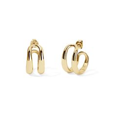 The Gold and Diamond Double Domed hoop earring is a stylish variation of the classic hoop earring design, featuring two gold hoops in one. These hoops will complement both casual and formal attire, making them a versatile addition to any jewelry collection. Available in 14K White, Yellow, and Rose Gold 18mm Inner Diameter Modern 14k Gold Tarnish Resistant Hoop Earrings, Modern Gold Plated Hoop Earrings For Formal Events, Modern Gold Plated Hoop Earrings For Formal Occasions, Modern Gold Plated Polished Hoop Earrings, Modern Gold Plated Hoop Earrings With Polished Finish, Modern Rose Gold Plated Hoop Earrings, Modern Rose Gold Hoop Earrings, Modern White Gold Plated Hoop Earrings, Modern White Gold-plated Hoop Earrings