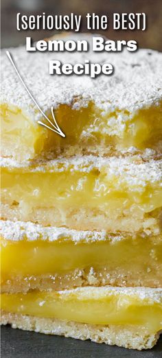 Lemon Bars with intense lemon flavor and a buttery shortbread crust. This recipe is so simple, can be made ahead and even frozen. Thick and gooey Lemon Bars with shortbread crust and vibrant lemon flavor are the perfect dessert. Watch the video tutorial and see how easy it is to bake homemade lemon bars. Lemon Squares Recipe, Homemade Lemon Bars, Classic Lemon Bars, Best Lemon Bars, Lemon Bars Easy, Citrus Recipes, Lemon Bars Recipe, Lemon Squares, Homemade Goodies