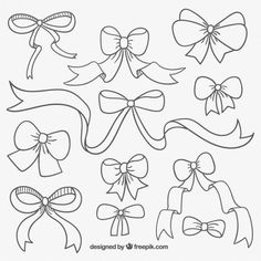 a set of bows and ribbons