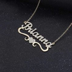 Diamond Name Necklace, Crystal Names, Personalized Name Plates, Name Necklace Silver, Gold Name Necklace, Customized Jewelry, Heart Diamond, Sparkling Diamond, Valentines Necklace