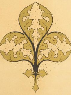 an ornately designed design on the back of a book cover with dots and leaves