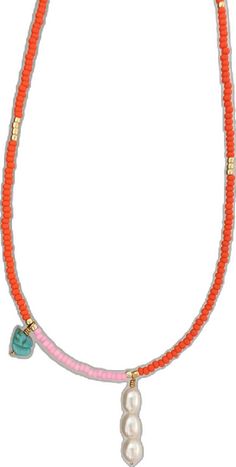 Bohemian Coral Beaded Necklace, Trendy Turquoise Necklaces With Tiny Beads, Orange Beaded Necklace For Summer, Coral Necklaces With Colorful Beads For Beach, Beach Coral Necklaces With Colorful Beads, Adjustable Orange Necklace For Summer, Trendy Orange Necklaces For Beach, Red Bohemian Necklace With Letter Beads, Casual Orange Beaded Jewelry