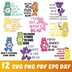 12 svg bear cut files for cricut, silhouette and other cutting machines