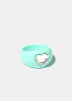 Rhinestone Heart Ring Teal JEWELRY - Shop Miss A Trendy Heart-shaped Anniversary Rings, Trendy Heart-shaped Promise Rings, Trendy Heart-shaped Wedding Rings, Heart Shape Ring, Color Rings, Ring Heart, Heart Shaped Rings, Heart Gemstone, Rhinestone Heart