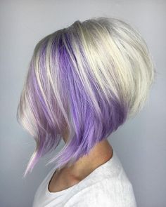 Bob Inversat, Lavender Bob, Stacked Bob Hairstyles, Layered Bob Haircuts, Stacked Bob Haircut, Split Hair, Chic Hairstyles, Tone Hair, Blonde Bobs