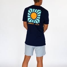 Night Sky Navy with Sunshine always finds its way through. Our favorite amble T-Shirt. 50% polyester from recycled plastic bottles.25% organic cotton.25% Tencel™ Modal. Eco-friendly Crew Neck Tops For Summer, Casual Relaxed Fit T-shirt In Recycled Polyester, Summer Moisture-wicking Everyday T-shirt, Eco-friendly Graphic Print T-shirt For Summer, Navy Casual T-shirt With Screen Print, Casual Relaxed Fit T-shirt From Recycled Polyester, Eco-friendly Organic Cotton T-shirt For Summer, Sporty Navy Relaxed Fit T-shirt, Navy Cotton Moisture-wicking T-shirt