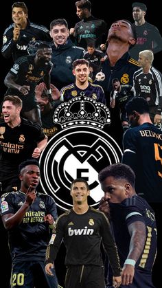 many different soccer players are shown in this collage with the same team's name