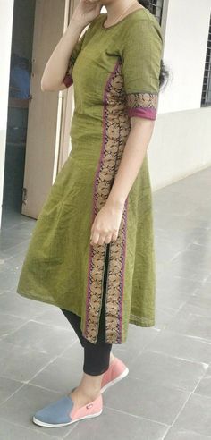 South Indian Salwar Suits, Cotton Saree Churidar Designs, Plane Kurta Design With Lace, South Indian Dress Salwar Kameez, Silk Salwar Suit Neck Designs, Back Neck Kurti Designs Latest, South Cotton Dress Design, Sari Kurti Designs Latest, Stitched Salwar Designs