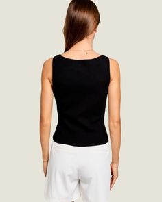 The elevated basic you NEED in your Fall wardrobe! The Landry: Black Boat Neck Sleeveless Top is black top that will easily be a transitional staple in your closet this Fall. With a flattering boat neck and seamless fit, you can pair this top with your favorite denim, trousers, shorts, or skirts. Versatile Fitted Black Tank Top, Black Fitted Tank Top For Work, Fitted Black Sleeveless Tank Top, Fitted Tank Top For Workwear, Fitted Tank Top For Work, Black Fitted Sleeveless Top, Black Fitted Tank Top, Basic Black Vest Top, Black Boat