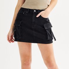 Step into style with this Juniors' SO® Denim Cargo Mini Skirt.Click on this WOMEN'S GUIDE to find the perfect fit and more! Step into style with this Juniors' SO® Denim Cargo Mini Skirt. Click on this WOMEN'S GUIDE to find the perfect fit and more! FEATURES Traditional 5-pocket design with 2 cargo pockets Zipper closureFIT & SIZING 6-in. inseam Low rise sits on the hipFABRIC & CARE Cotton, spandex Machine wash ImportedRESPONSIBLE Tested for harmful substances STANDARD 100 by OEKO-TEX® CERTIFIED Red Hood Costume, Plus Size Cargo, Cargo Mini Skirt, Pocket Skirt, Denim Cargo, Cargo Pocket, Bottom Clothes, Skirts With Pockets, Cotton Spandex