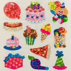 a bunch of different types of birthday decorations