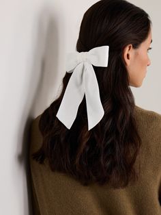 Jennifer Behr's hair clip has been handmade in Brooklyn from thick velvet knotted into a wide bow. The steel French barrette closure ensures it will stay in place all day or night. Jennifer Behr, Velvet Hair, French Barrette, Skincare Tools, Beauty Accessories, Clothes Collection, Clip On, Fashion Bracelets, Fashion Watches