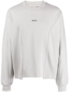 grey cotton embroidered logo to the front crew neck long sleeves ribbed cuffs asymmetric hem Versace Outfit, Balenciaga Triple S, Custom Watch, Short Suit, Sweaters Knitwear, Mens Activewear, Grey Cotton, Grey Sweatshirt, Off Duty