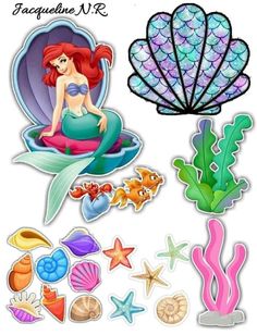 the little mermaid stickers are on display