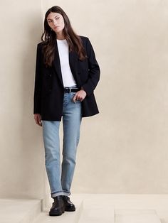 High-Rise Straight Jean | Banana Republic High Waisted Straight Leg Jeans, Petite Shorts, Slim Straight Jeans, Bottom Clothes, Wide Leg Jeans, Straight Jeans, High Waist Jeans, Denim Women, Straight Leg Jeans