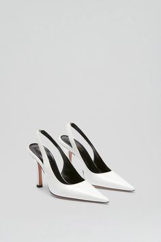 POLISHED SLINGBACK 9.5-WHITE – Scanlan Theodore US Abstract Motif, Scanlan Theodore, Shoe Crafts, Boots Heels, Heel Caps, Heels Sandals, Mid Length Dresses, Australian Fashion, Print Skirt