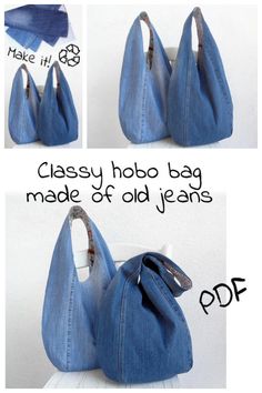 how to make an easy hobo bag out of old jeans - step by step instructions