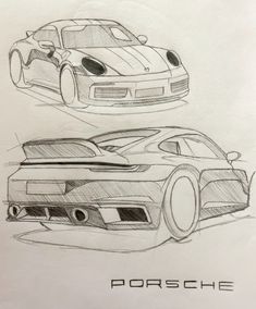 two cars are shown side by side in this drawing