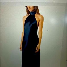 Michelle Mason Navy Gown Halter Neck Low Back Black Tie Navy Halter Dress, Navy Gown, Michelle Mason, Navy Blue Dresses, Low Back, Black Tie, Halter Neck, Halter Dress, Color Blue