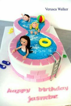 a birthday cake that is shaped like a pool