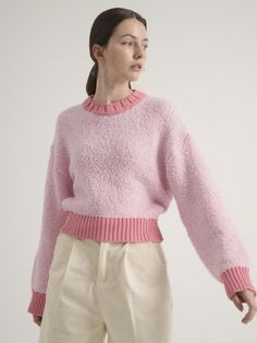 Composition : acrylic 62% + nylon 28% + wool 8% + span 2%Color : Pink_freeCountry of Origin : Republic of Korea Cozy Pink Acrylic Sweater, Pink Textured Knit Acrylic Sweater, Pink Crew Neck Sweater In Acrylic, Pink Chunky Knit Sweater With Crew Neck, Pink Chunky Knit Crew Neck Sweater, Pink Crew Neck Acrylic Sweater, Pink Acrylic Crew Neck Sweater, Pink Acrylic Winter Sweater, Soft Knit Pink Sweater