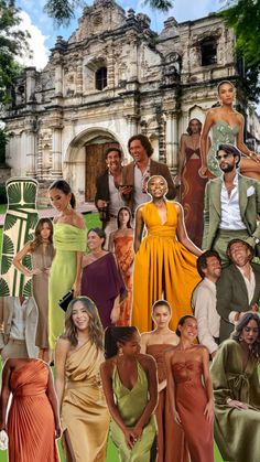 a collage of people dressed in different styles and colors, including men and women