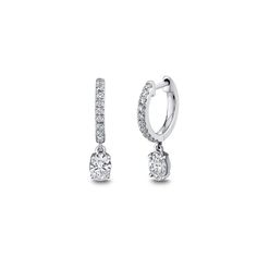 14k White Gold Lab-Grown Diamond Earrings 7/8 ct tw by Eternalle Diamond Facts, Diamond Solitaire Earrings, Gold Diamond Hoop Earrings, Gold For Women, White Gold Diamond Earrings, Solitaire Diamond Pendant, White Gold Hoops, Gold Diamond Earrings, Diamond Hoop Earrings