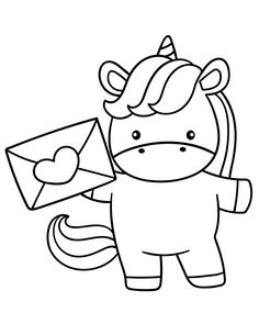 a cute little pony holding an envelope