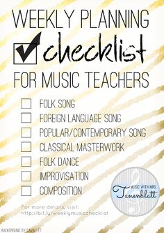 the weekly planning checklist for music teachers