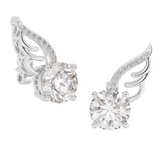 An iconic design from celebrity stylist Michael O’Connor…Stunning sterling silver angel wing earrings, created by Michael O’Connor and yours from the Danbury Mint.Each earring sparkles with the light of a breathtaking 2 carat simulated diamond, expertly set into a delicate filigree angel wing design.Your earrings will ship in our signature keepsake pouch, perfect for gift-giving and safekeeping, and yours at no additional charge. Click here to shop the entire Michael Pandora Angel Wings Earrings, Elegant Angel Wings Earrings As Gift, Elegant Angel Wings Earrings For Gift, Elegant Silver Winged Earrings, Silver Angel Wings Elegant Earrings, Elegant Silver Angel Wings Earrings, Elegant Angel Wings Earrings, Angel Wing Design, Angel Wings Earrings