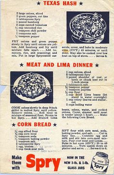 an old advertisement for cornbread pizza from the 1950's, with instructions on how to make it