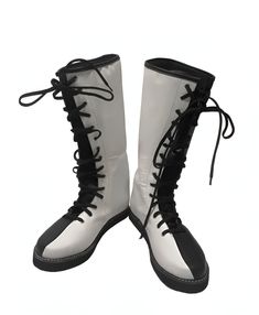 Step into the ring with confidence and style wearing our Handmade  Leather Wrestling Boots. Crafted with 100% genuine Black and White leather, these boots boast not only unparalleled durability but also a unique and luxurious aesthetic. The striking White with Black Color and Customizable colors, adding an extra dimension to your wrestling attire. Black Leather with White Color and Black Sole  Designed for optimum performance, these boots feature a lace-up style, allowing for a secure and custom Wrestling Boots Women, Wrestling Boots, Long Leather Boots, Long Boots, Up Styles, White Leather, Leather Handmade, Womens Boots, White And Black