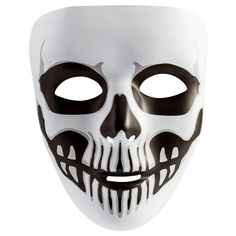 Is Halloween starting to look a little grim? Reap yourself a spooky time in our Horror Skull Mask! Our Horror Skull Mask features a white skeletal face with black hollow eye sockets nose cavity and teeth and jaw outline. This versatile mask can be worn as part of any number of scary costumes! The attached elastic band makes this mask easy to wear with large eyeholes for visibility. One size fits most teens and adults. Skeleton Face Mask, Horror Halloween Costumes, Mascaras Halloween, Skeleton Face, Horror Costume, Scary Mask, Skeleton Costume, Scary Costumes, Halloween Costume Shop