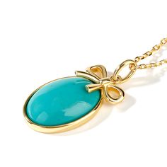 Enhance your graceful style with this oval turquoise pendant in sterling silver. High polish finish is featured in this stunning gemstone jewelry necklace, giving it a brilliant shine and glitz adding to its feminine charm. This chic necklace will surely update any woman's jewelry collection and will compliment casual and formal attires.Carat Weight: 5.615 ctStone Size: 13*17 mmStone Type: Jeulia® StoneNumber of Stones: 1 Stone Color: TurquoiseStone Shape: OvalWeight: 1.4 gWidth: 13.1 mmHeight: Gold Turquoise Oval Necklace, Fine Jewelry Turquoise Necklace As A Gift, Elegant Turquoise Cabochon Pendant Necklace, Elegant Gold Turquoise Necklace With Oval Pendant, Elegant Turquoise Teardrop Pendant Jewelry, Elegant Turquoise Necklace With Round Pendant, Elegant Turquoise Gemstone Necklace With Oval Pendant, Elegant Oval Turquoise Gemstone Pendant Necklace, Elegant Turquoise Oval Pendant Necklace