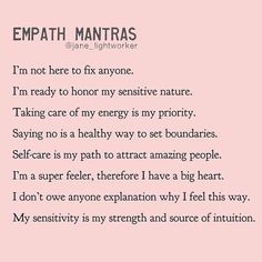 Intuitive Empath, Bohol, Mental And Emotional Health, Self Care Activities, Empath, Emotional Health, Daily Affirmations