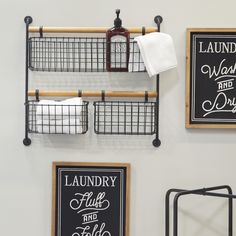 Utilize your wall space to add more storage for a space saving solution in any compact area. Whether used as a focal point, or to display your favorite things, this wall shelf it the perfect addition to any home. Organize your room with this wall-mounted grid basket shelf for a modern and minimalist style. This item ships in 1 carton. Furnished with back hooks for easy hanging; nails and screws are not included. Suitable for indoor use only. Holds up to 20 pounds. Comes with 3 basket shelves. Modern style. The Novogratz 23-in L x 22.85-in D x 21.75-in H Black Wall Rack with Wood Accent Metal Rectangular Magazine Rack (3 Shelves) | 87826 Hanging Basket Wall, Basket Shelf, Modern Wall Shelf, Metal Wall Shelves, Bar Shelf, Metal Magazine, Wood Wall Shelf, Wicker Baskets Storage, Wire Basket